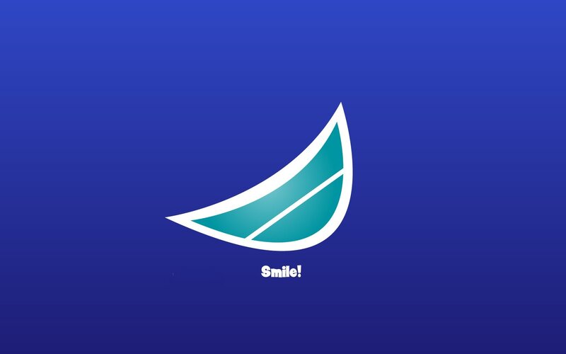 Smile logo on blue background
