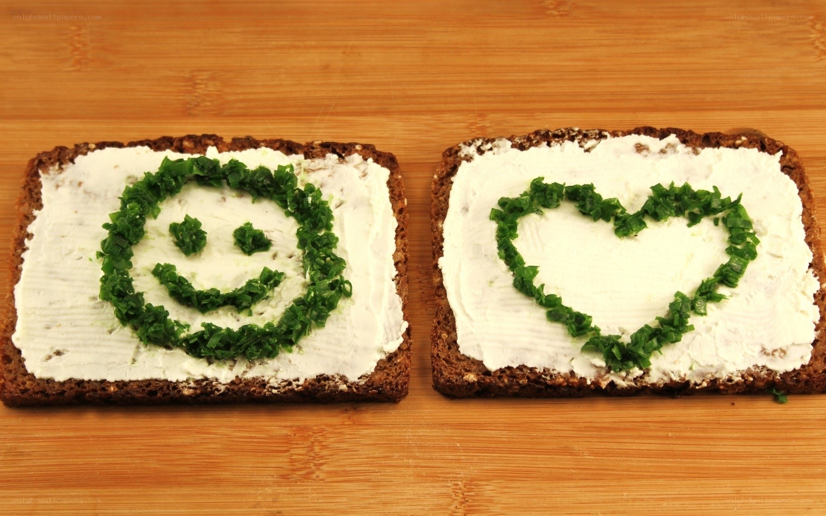 Smiley and heart toast