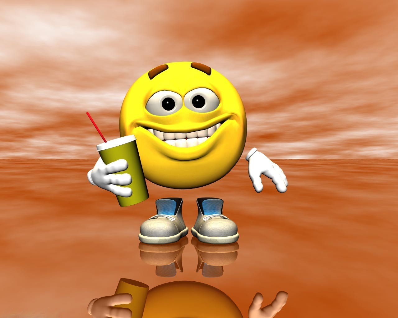 smiley character with drink