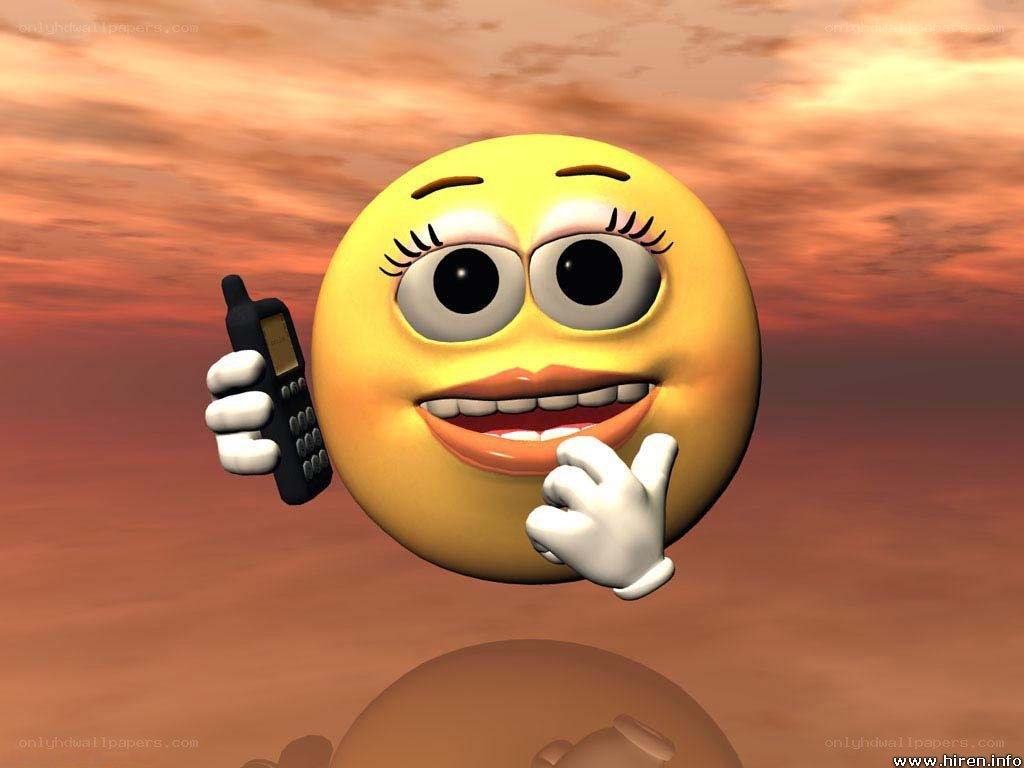 smiley emoji with phone