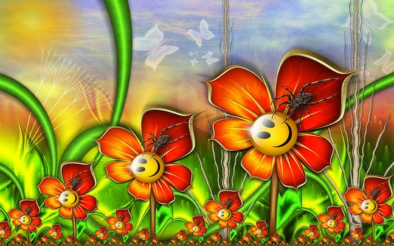 Smiley-face Flowers — Red