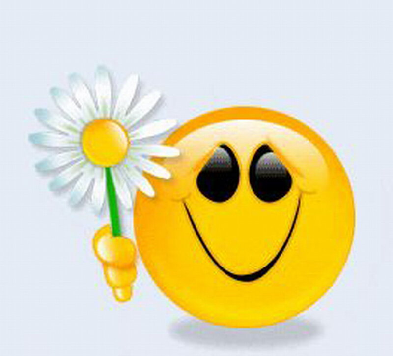Smiley Face Holding Flower