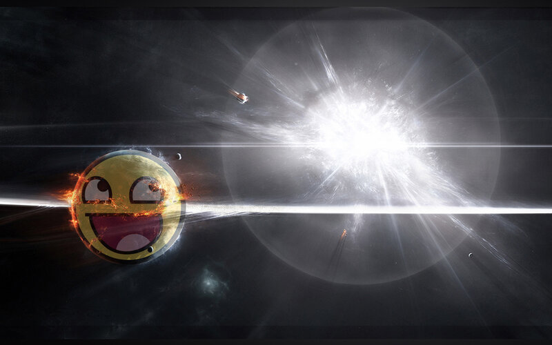 Smiley face in space explosion