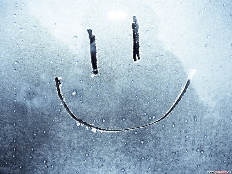 Smiley Face on Fogged Glass — Blue, Calm
