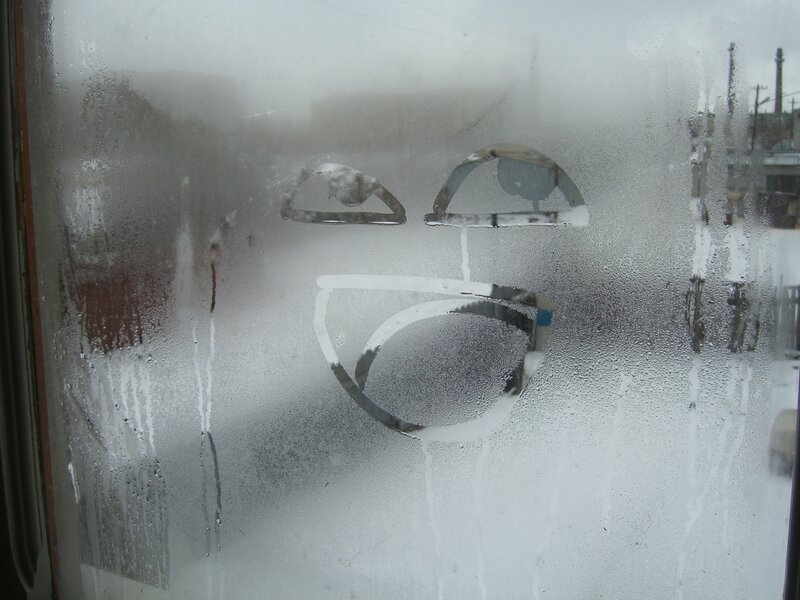 Smiley Face on Fogged Glass — White