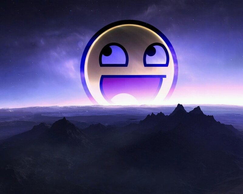 Smiley Face over Mountains — Purple, Dramatic