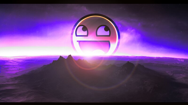 Smiley Face over Mountains