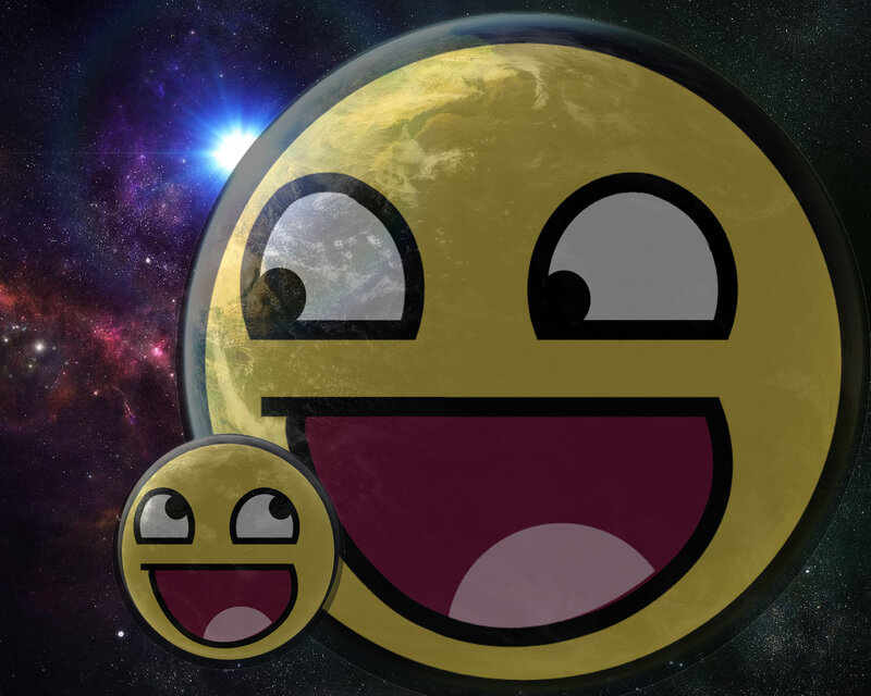 Smiley face planet in space