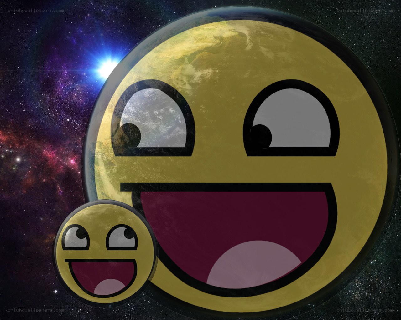 Smiley face planet in space