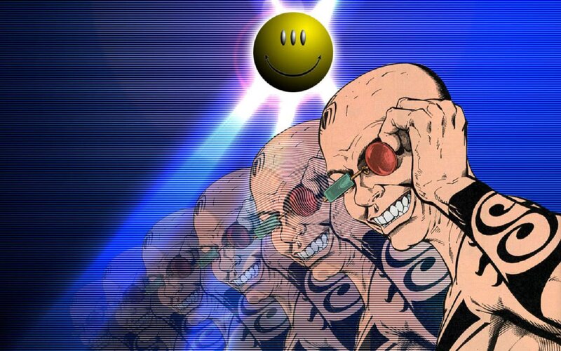 Smiley face with bald man