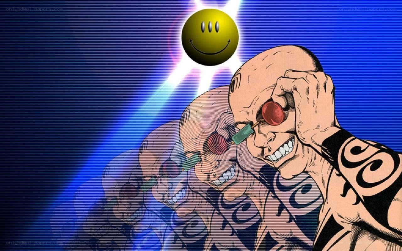Smiley face with bald man