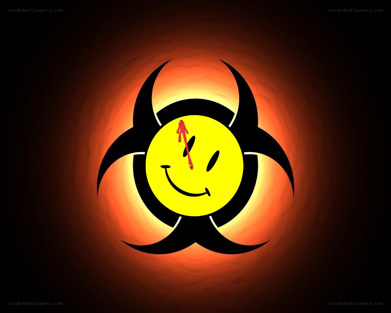 Smiley face with biohazard symbol