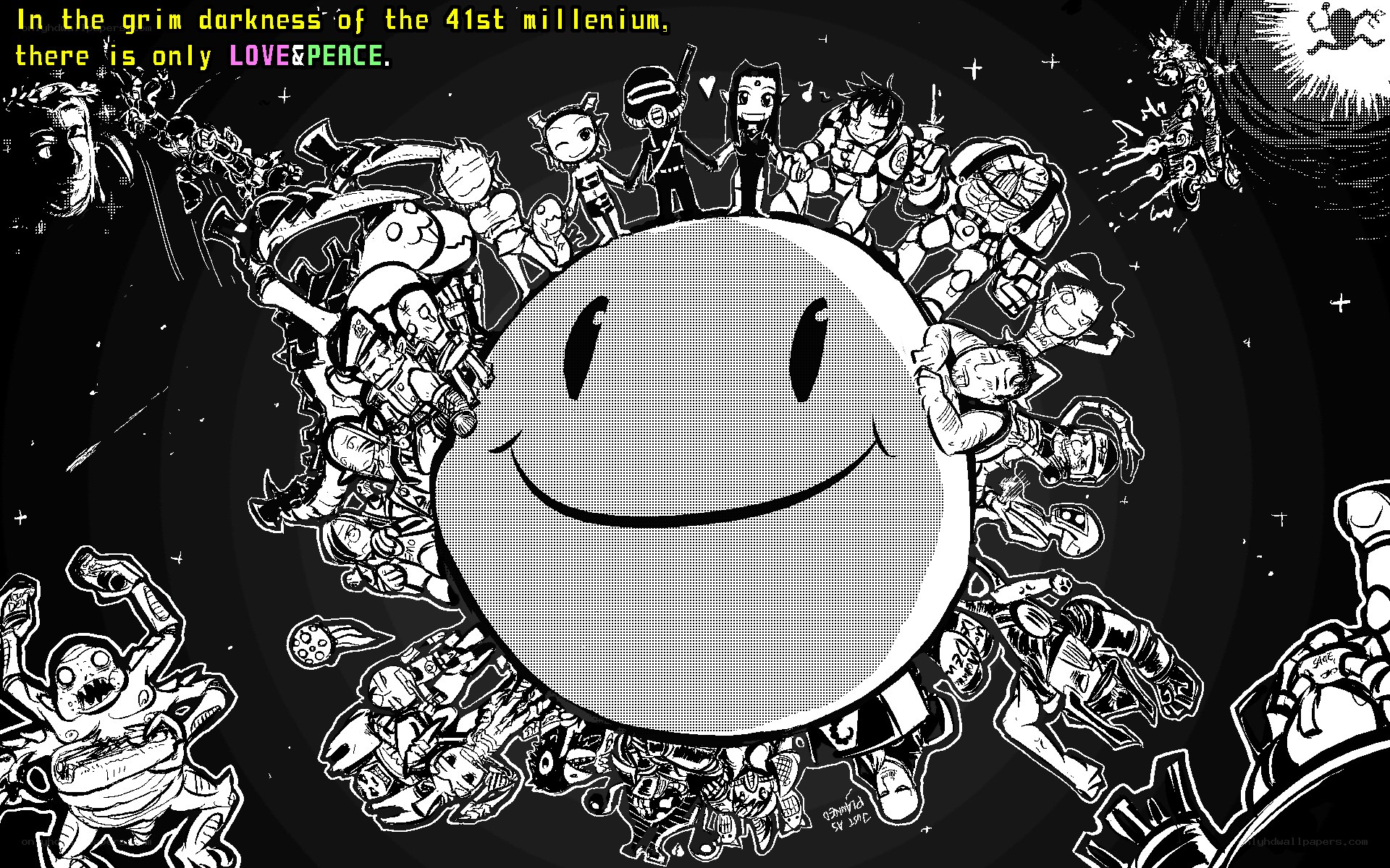 Smiley face with characters
