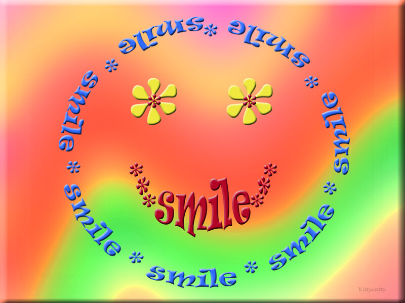 Smiley Face with Flowers — Red