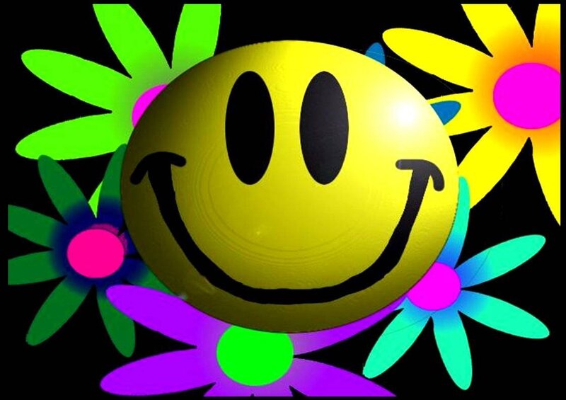 smiley face with flowers