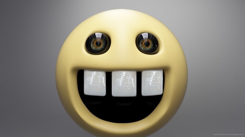 smiley face with human eyes