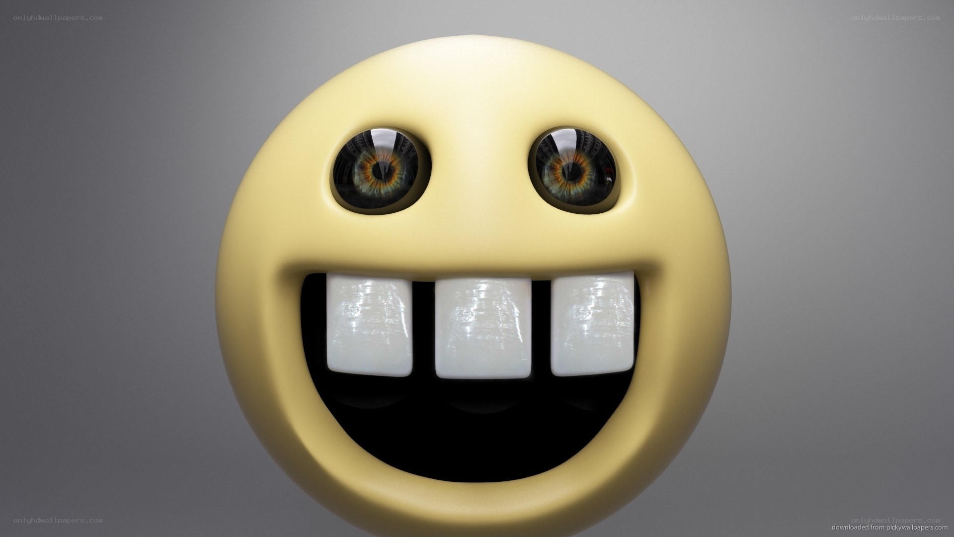 smiley face with human eyes