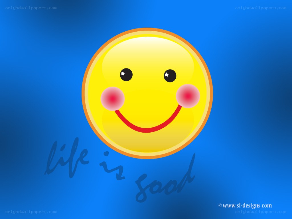 smiley face with life is good text