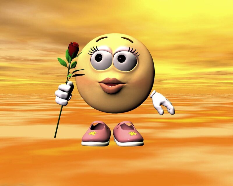 smiley face with rose