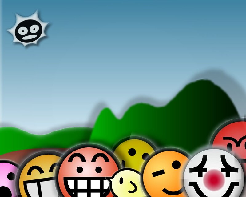 smiley faces in a field