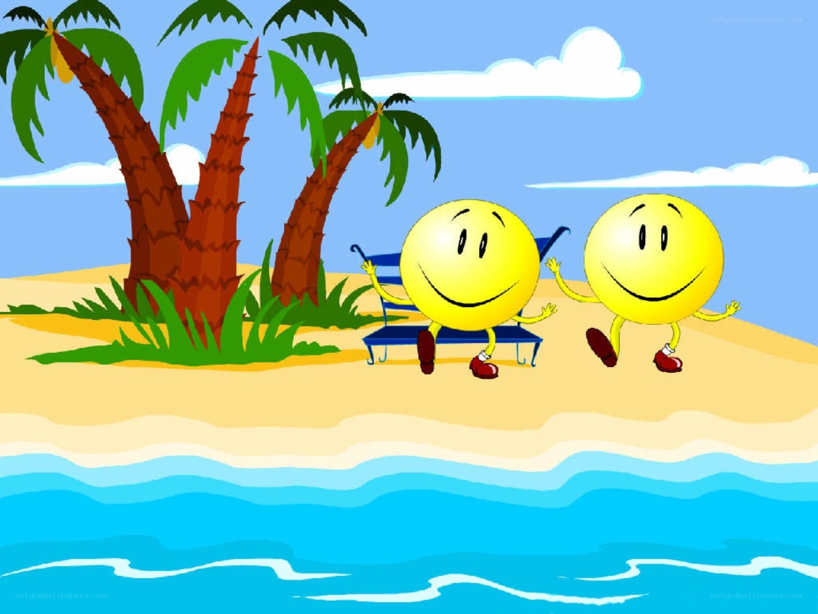 Smiley faces on a tropical beach