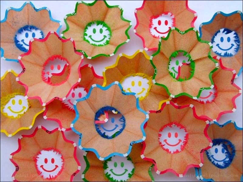 Smiley faces on pencil shavings