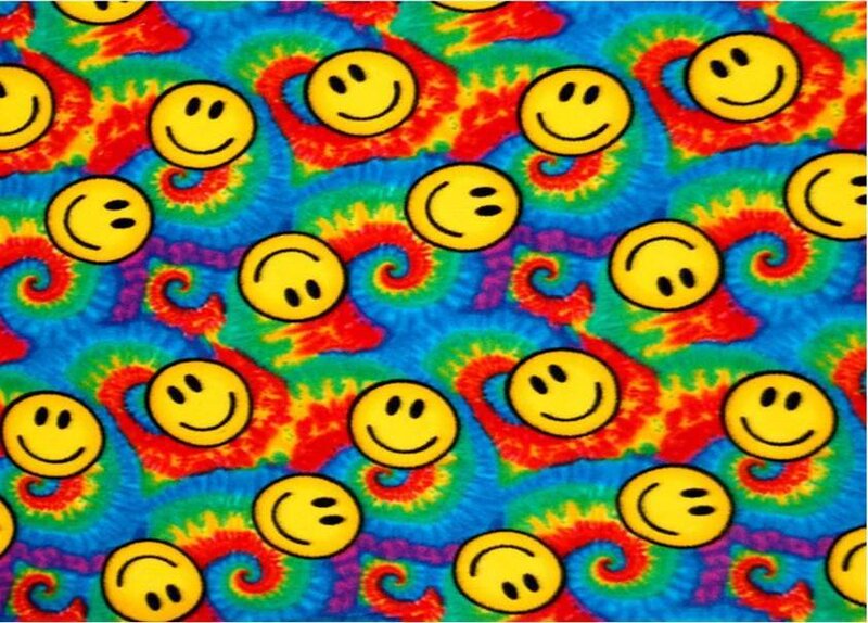 smiley faces on tie-dye