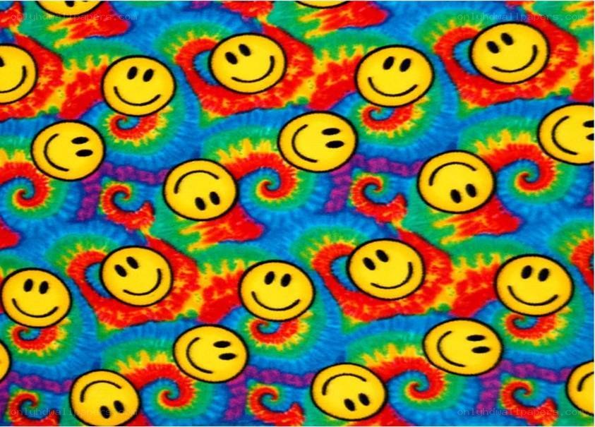 smiley faces on tie-dye