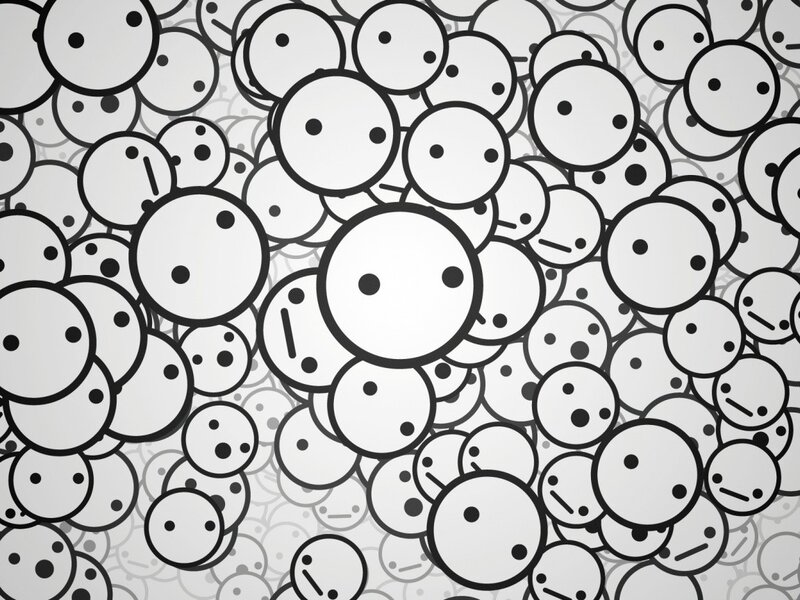 Smiley Faces Pattern — Black, Neutral, Vector Art, Circles