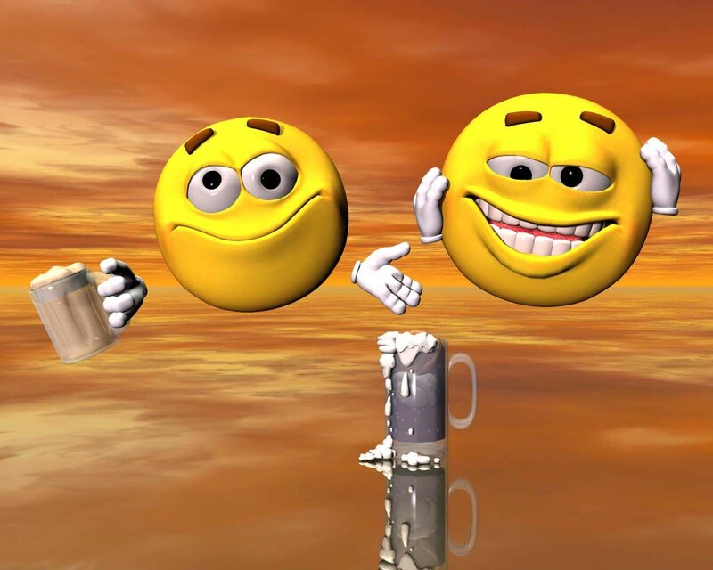 Smiley faces with beer