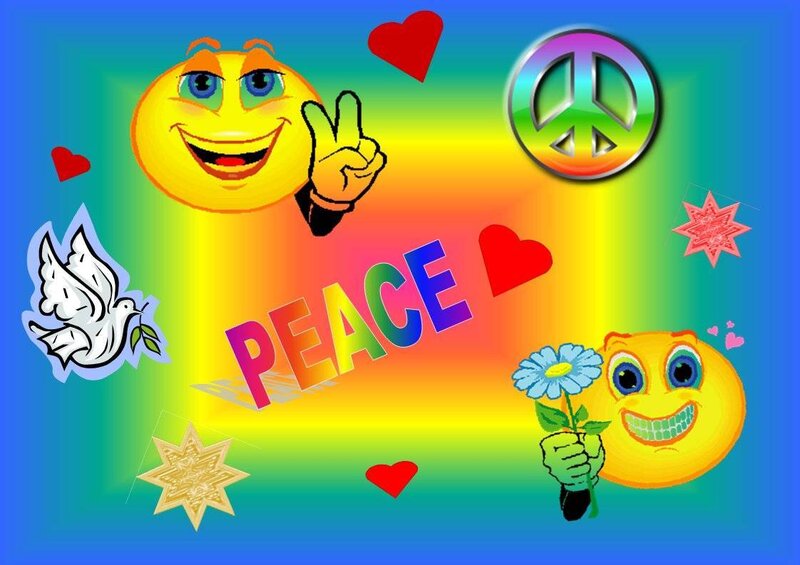 Smiley Faces with Peace Symbols