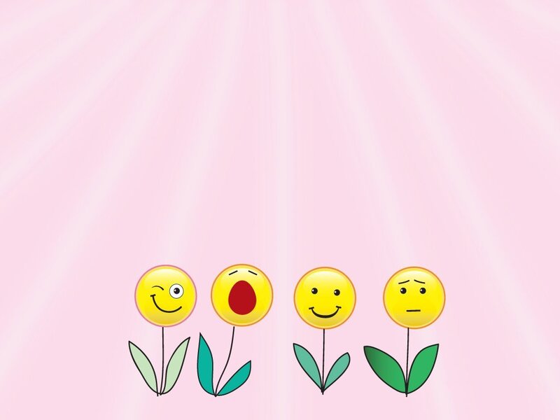smiley flowers on pink background
