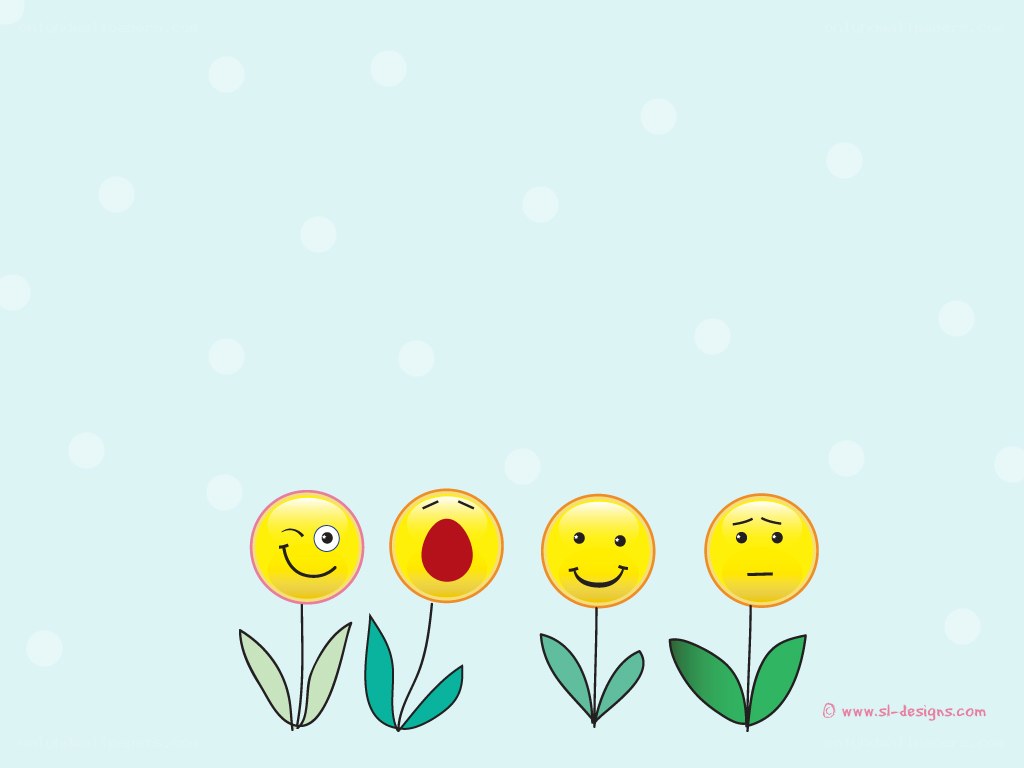 smiley flowers on polka dot background