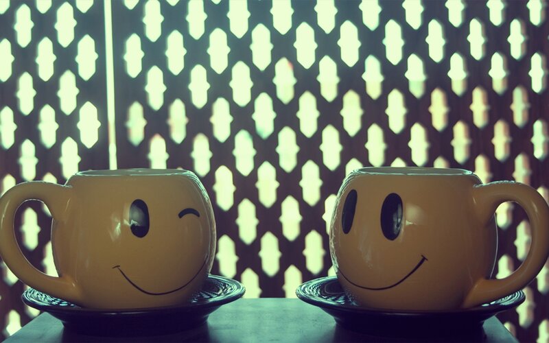 Smiley Mugs on Table