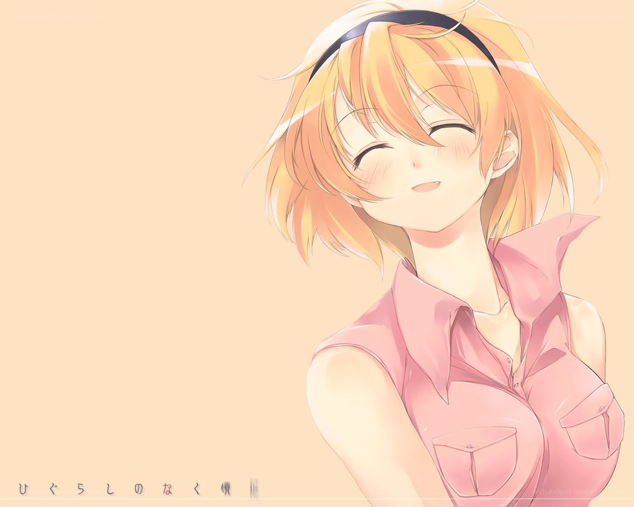 smiling anime girl in pink