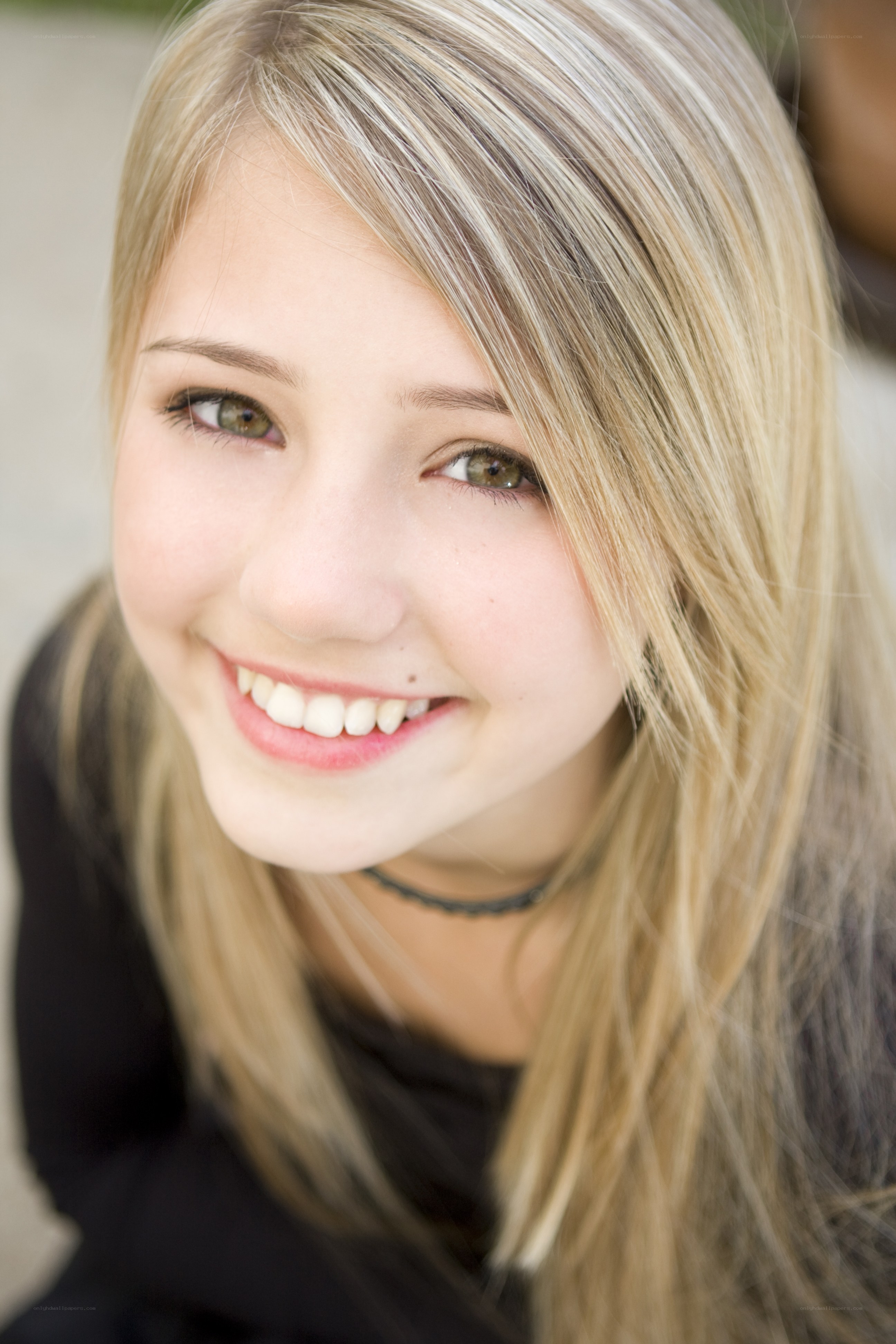 smiling blonde girl portrait