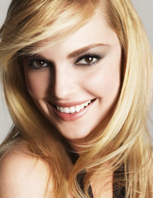 smiling blonde woman portrait
