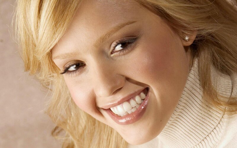 smiling blonde woman portrait