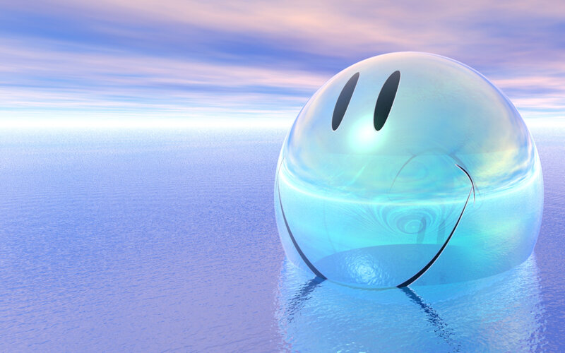 Smiling bubble in ocean