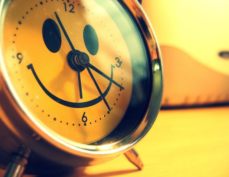 smiling clock face