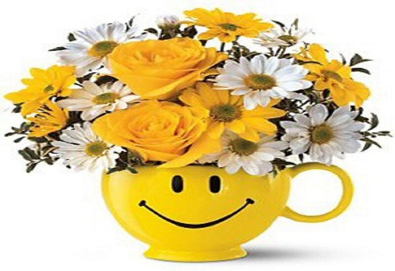 Smiling cup with flowers