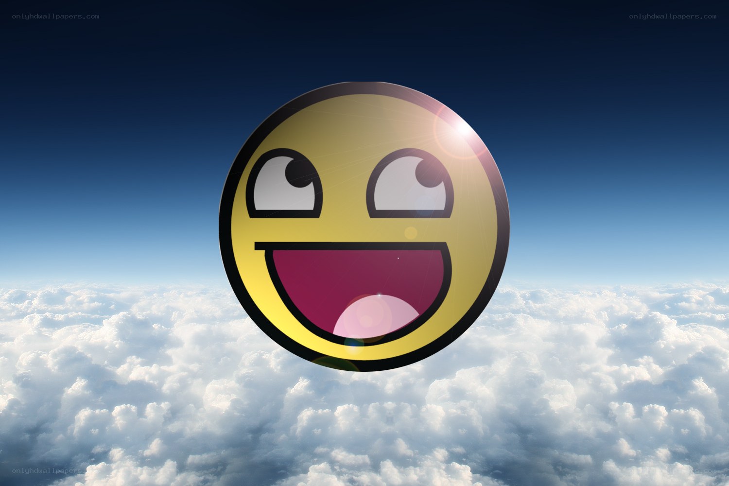 smiling emoji above clouds