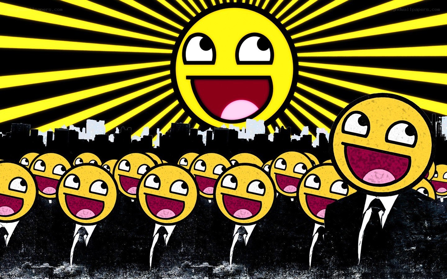Smiling emoji crowd