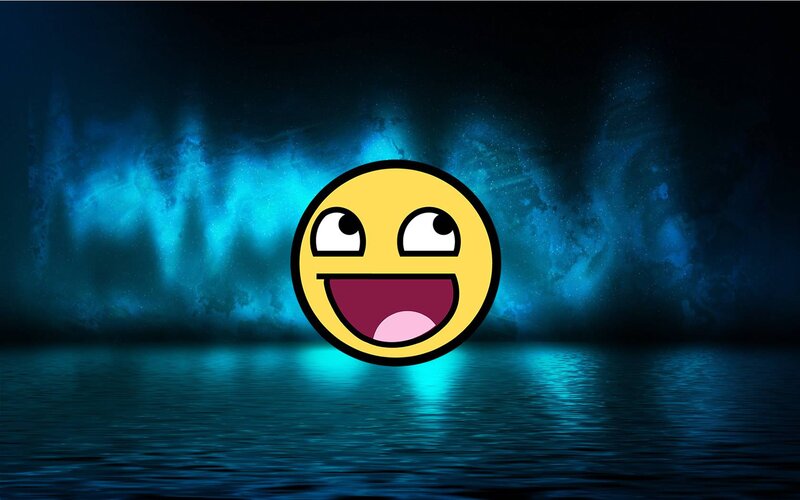 Smiling Emoji Face — Blue, Dramatic