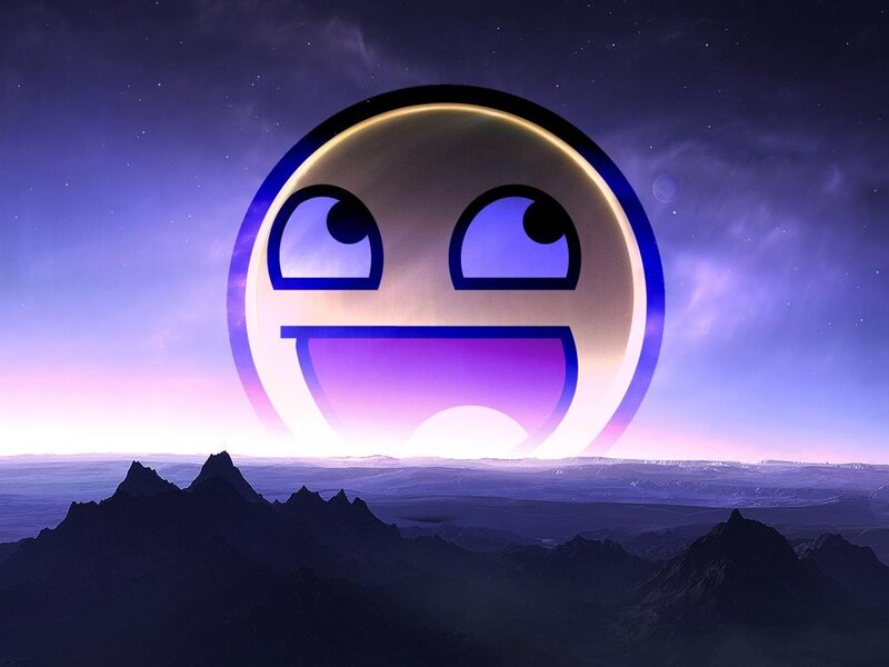 Smiling Emoji Face — Purple, Dramatic, Night