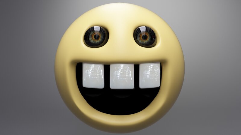 Smiling Emoji Face — Yellow, Neutral, 3d Render