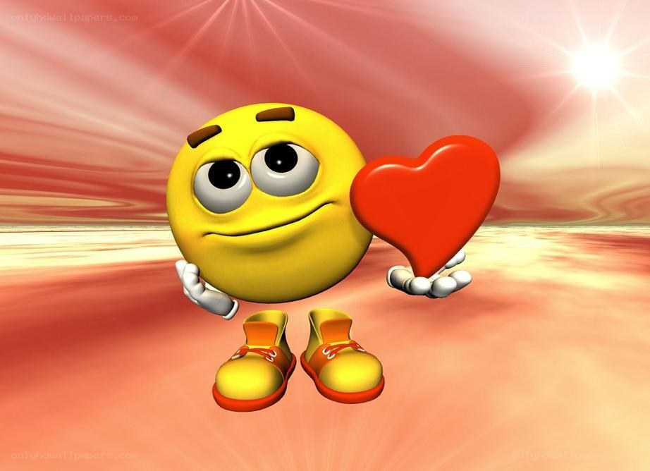 Smiling emoji holding a heart