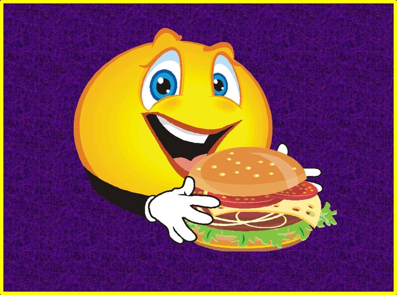 Smiling Emoji Holding Burger