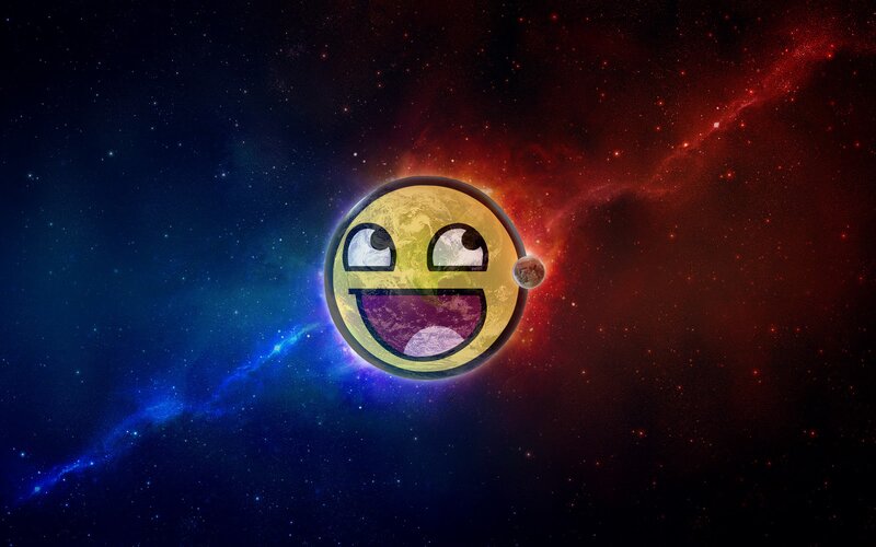 Smiling Emoji in Space — Blue