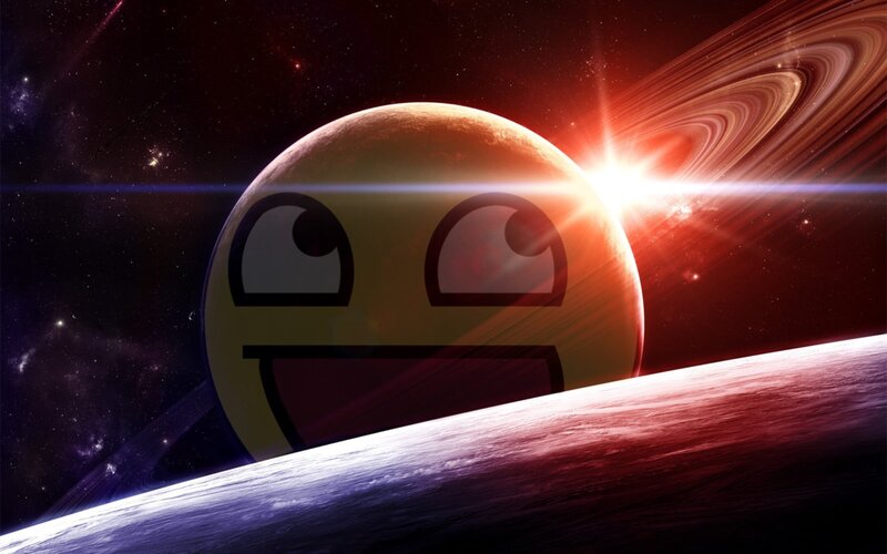 Smiling Emoji Planet — Red, Dramatic